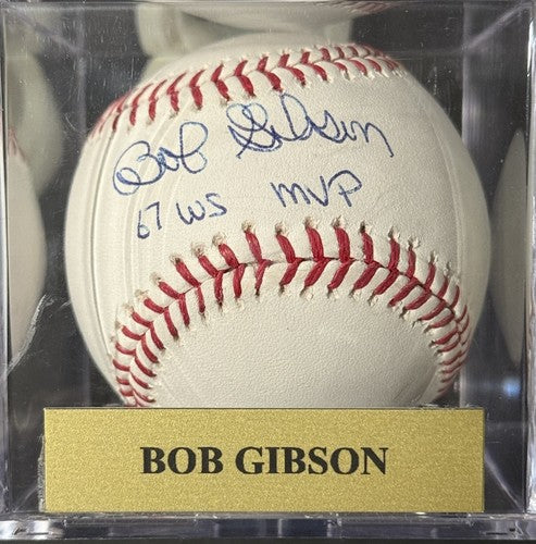Bob Gibson Cardinals Signed MLB Baseball! 67 Ws MVP Auto Steiner Hof W/ Case
