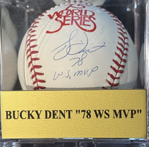 Bucky Dent Signed Official 1978 World Series Baseball WS MVP Auto Steiner Case