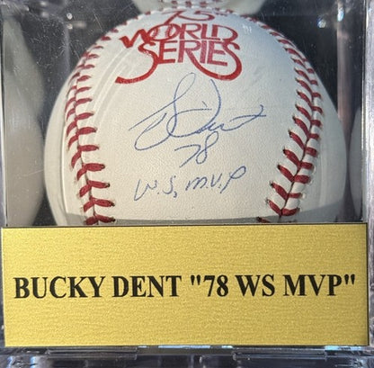 Bucky Dent Signed Official 1978 World Series Baseball WS MVP Auto Steiner Case