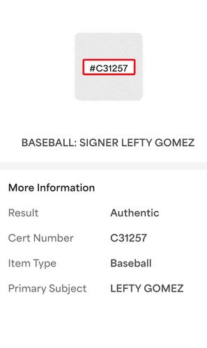 Lefty Gomez Ny Yankees Signed Official Vintage Baseball Bold Auto HOF PSA Coa
