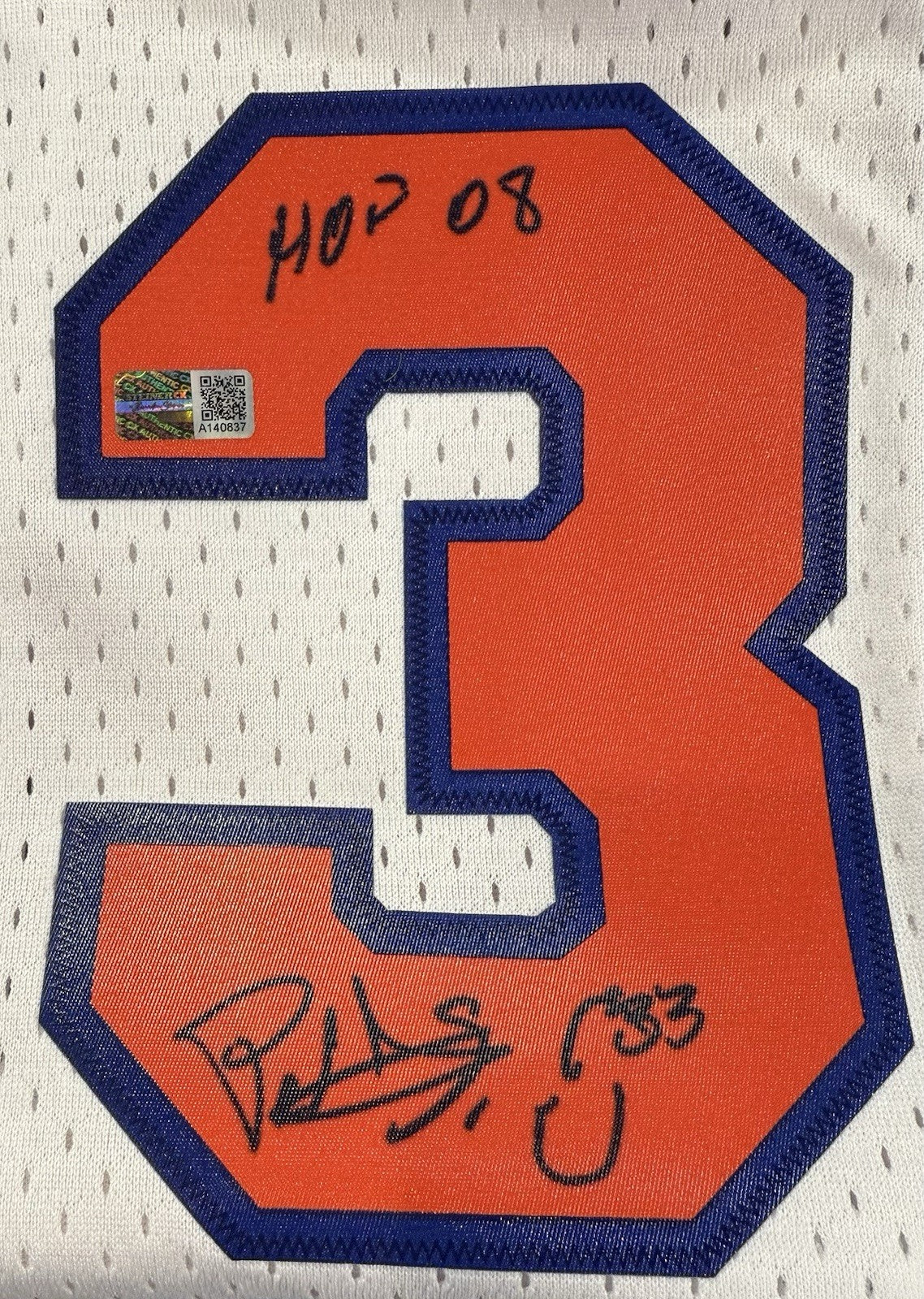 Patrick Ewing Signed Framed NY Knicks White Jersey HoF 08 Autograph Steiner COA