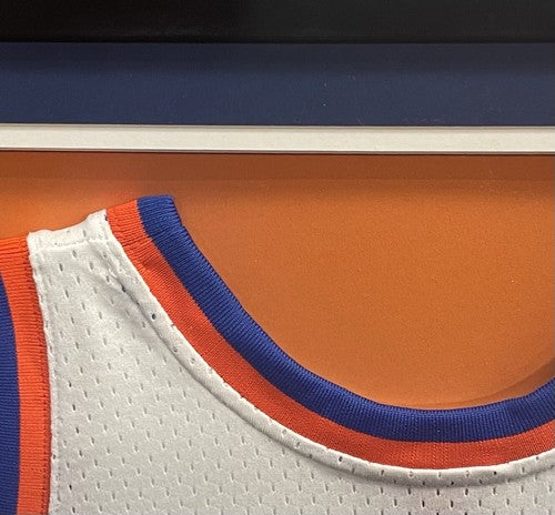 Patrick Ewing Signed Framed NY Knicks White Jersey HoF 08 Autograph Steiner COA