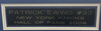 Patrick Ewing Signed Framed NY Knicks White Jersey HoF 08 Autograph Steiner COA