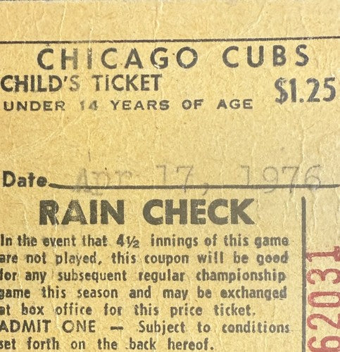 April 17 1976 Phillies Vs Cubs Mike Schmidt 4 HR Game Ticket Stub Rare