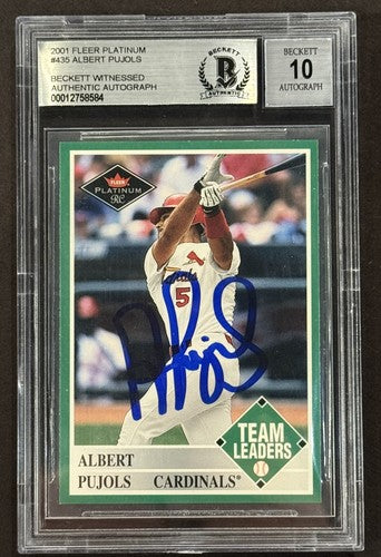 2001 Fleer Platinum Albert Pujols #435 Signed Bas 10 Mint Auto HOF Beckett