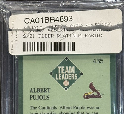2001 Fleer Platinum Albert Pujols #435 Signed Bas 10 Mint Auto HOF Beckett