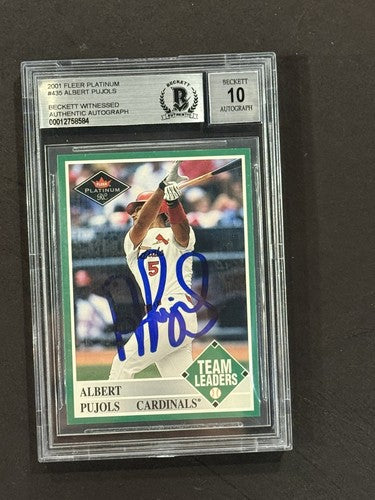 2001 Fleer Platinum Albert Pujols #435 Signed Bas 10 Mint Auto HOF Beckett