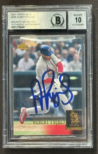 Albert Pujols 2001 Upper Deck #295 Rookie SIGNED BECKETT BAS 10 GEM Mint Auto Rc