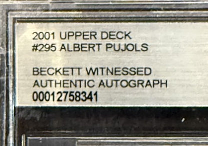 Albert Pujols 2001 Upper Deck #295 Rookie SIGNED BECKETT BAS 10 GEM Mint Auto Rc