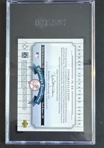 Bobby Richardson Hank Bauer 2003 Yankees Signature Pinstripe Sgc 9 /10 Mint Auto