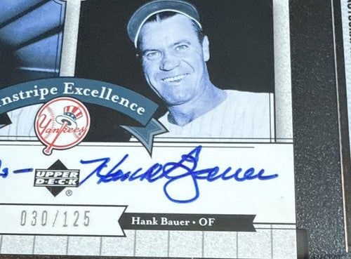 Bobby Richardson Hank Bauer 2003 Yankees Signature Pinstripe Sgc 9 /10 Mint Auto
