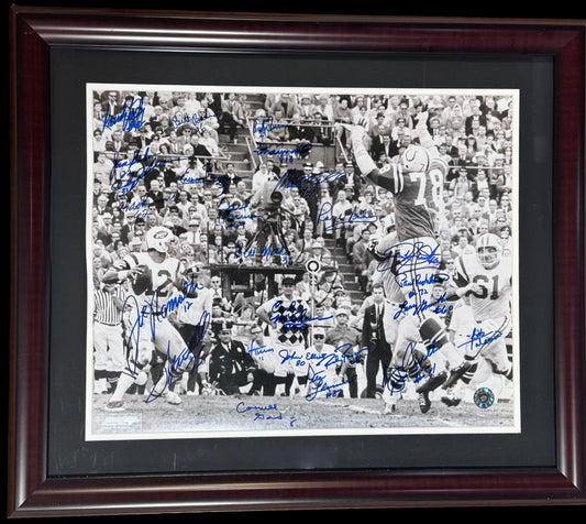 1969 Super Bowl Jets Team Signed 16x20 Framed Photo 25 Auto Joe Namath Steiner