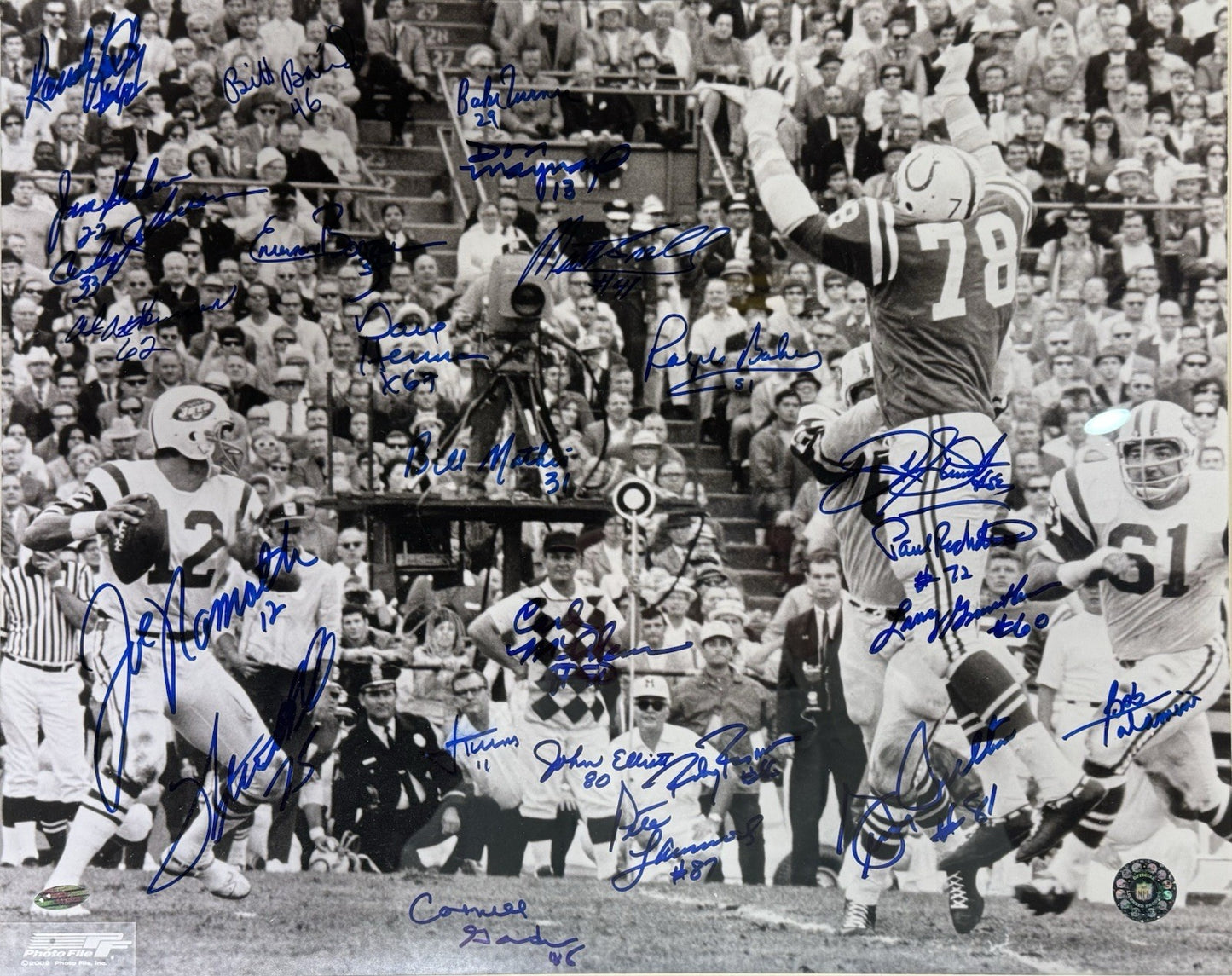 1969 Super Bowl Jets Team Signed 16x20 Framed Photo 25 Auto Joe Namath Steiner