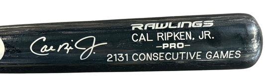 Cal Ripken Jr Signed Orioles Rawlings Pro Bat 2131 Games Mint Auto JSA COA