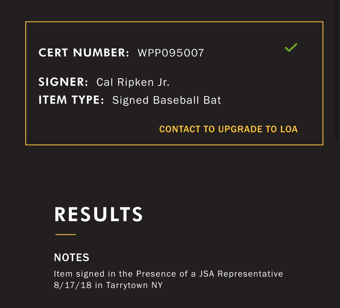 Cal Ripken Jr Signed Orioles Rawlings Pro Bat 2131 Games Mint Auto JSA COA
