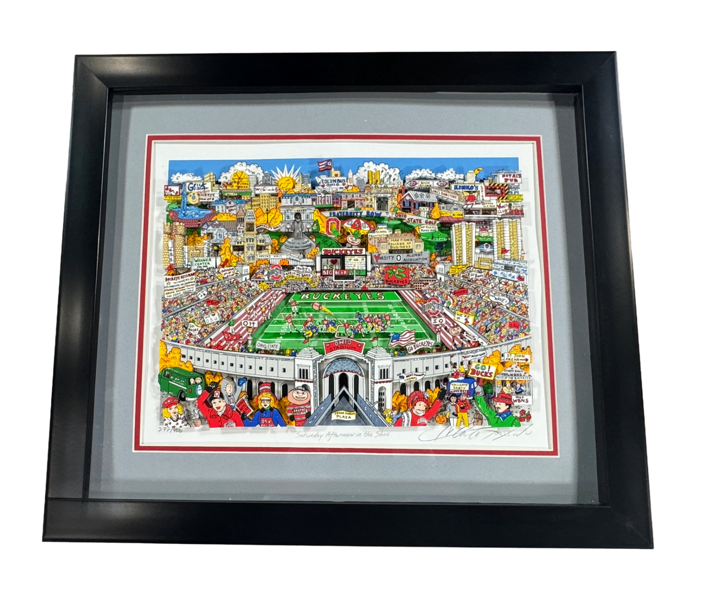 Ohio State University Buckeyes Charles Fazzino Signed 3D In the Shoe Framed /400