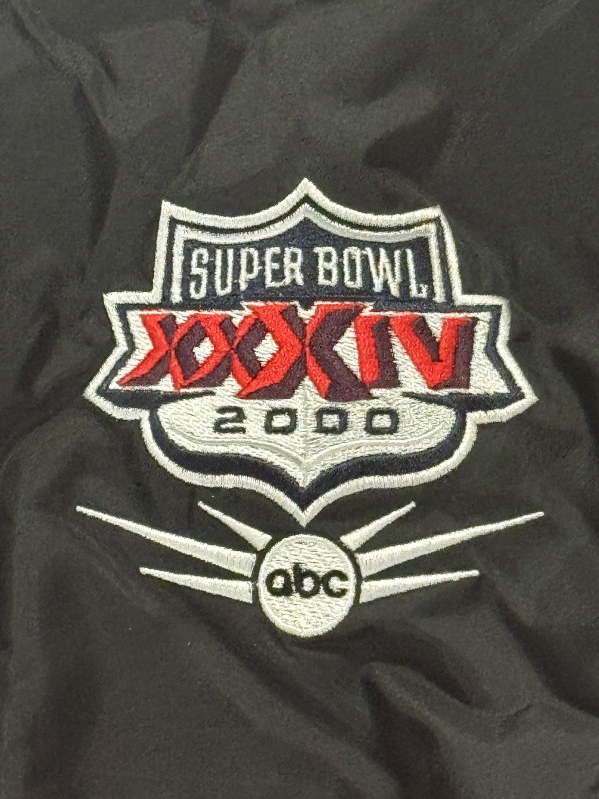 Super Bowl XXXVI 2002 Windbreaker Jacket Black Red Hooded Pullover NFL Sz Small