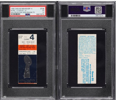 1986 Chicago Bears Ticket Stub Walter Payton Rushes 100 TD 15,000 Yds Psa 1.5