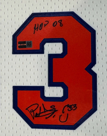 Patrick Ewing Signed Framed Knicks White Swingman Jersey HOF 08 Auto Steiner COA