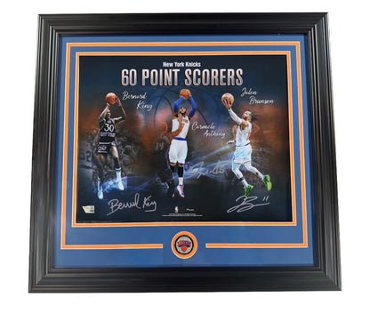 NY Knicks Signed 16x20 Framed Photo Jalen Brunson Carmelo Anthony 60 Pt Fanatics