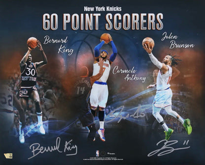 NY Knicks Signed 16x20 Framed Photo Jalen Brunson Carmelo Anthony 60 Pt Fanatics