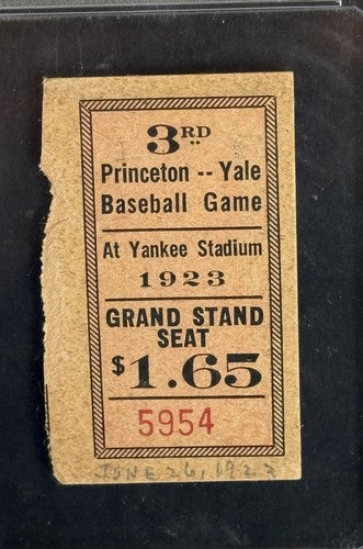 Yale Princeton Baseball Champ Yankee Stadium Ticket STUB 1923 Moe Berg Psa Pop 1