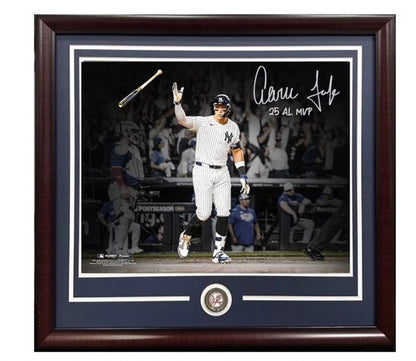 Aaron Judge Yankees Signed 16x20 Photo Framed Bat Flip 2025 MVP Auto Fanatics