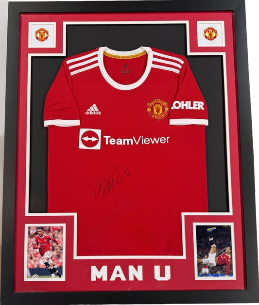 Cristiano Ronaldo #7 Signed Adidas Man United Jersey Framed Matted Auto BAS COA