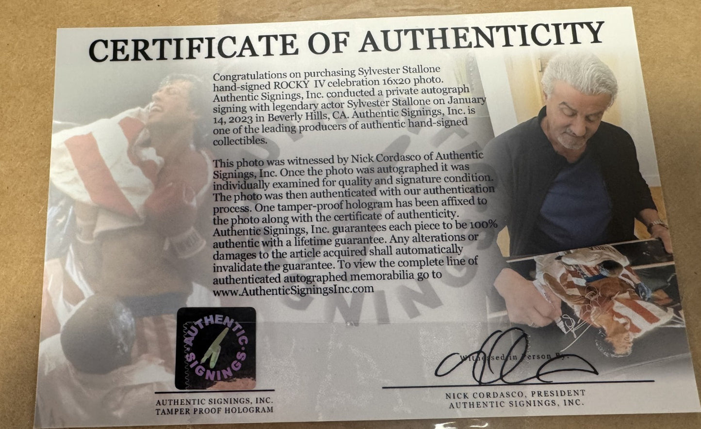 Sylvester Stallone Signed 16x20 Framed Matted Photo Rocky 4 Victory Auto ASI COA