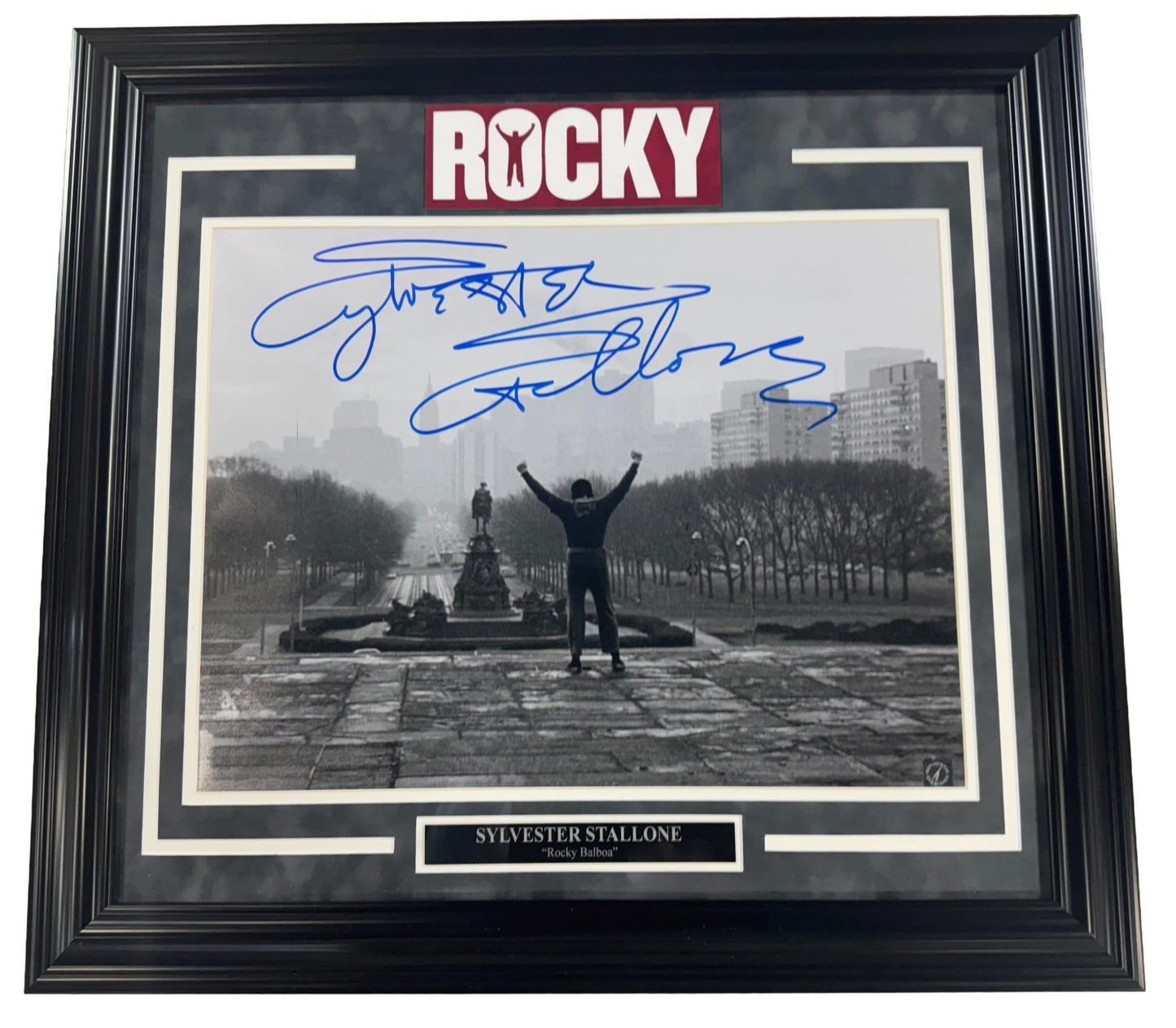 Sylvester Stallone Signed Photo 16x20 Museum Stairs Framed Matted Auto ASI COA