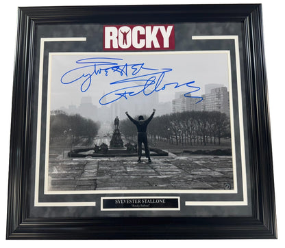 Sylvester Stallone Signed Photo 16x20 Museum Stairs Framed Matted Auto ASI COA