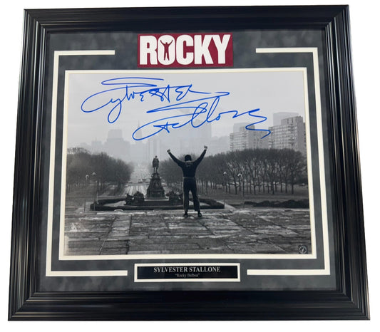 Sylvester Stallone Signed Photo 16x20 Museum Stairs Framed Matted Auto ASI COA