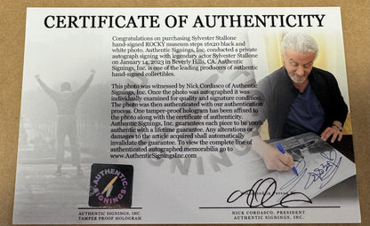 Sylvester Stallone Signed Photo 16x20 Museum Stairs Framed Matted Auto ASI COA