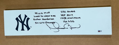 Mariano Rivera Signed Career Stat Pitching Rubber HOF MVP 652 Saves Auto Steiner