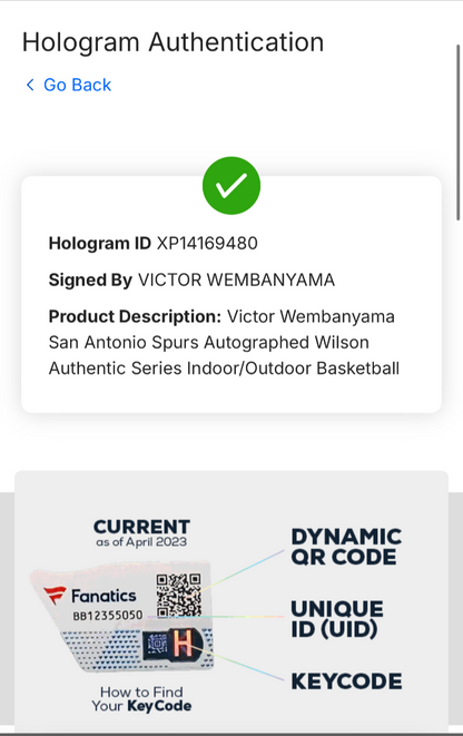 Victor Wembanyama Signed Wilson I/O Basketball Spurs ROYrookie Auto Fanatics COA