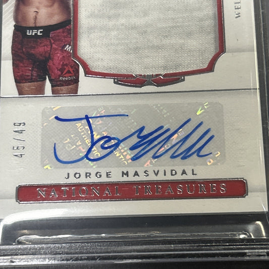 JORGE MASVIDAL 2021 UFC NATIONAL TREASURES RELIC /49 Bgs 10 Auto Mint 8.5  Card