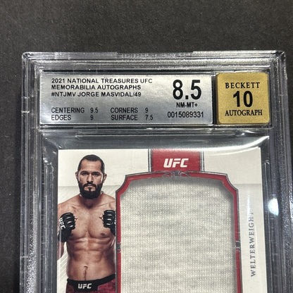 JORGE MASVIDAL 2021 UFC NATIONAL TREASURES RELIC /49 Bgs 10 Auto Mint 8.5  Card