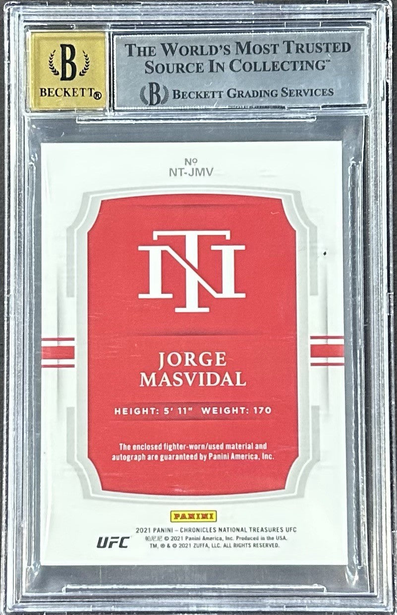 JORGE MASVIDAL 2021 UFC NATIONAL TREASURES RELIC /49 Bgs 10 Auto Mint 8.5  Card