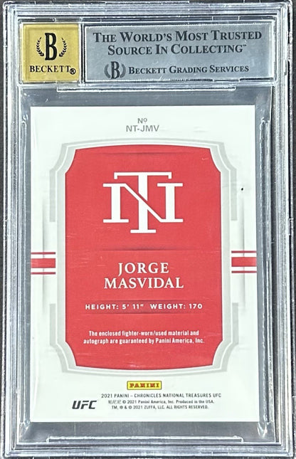 JORGE MASVIDAL 2021 UFC NATIONAL TREASURES RELIC /49 Bgs 10 Auto Mint 8.5  Card