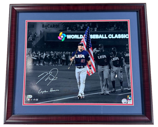 Mike Trout Angels Signed 16x20 WBC Photo Framed Captain America Auto MLB COA MVP