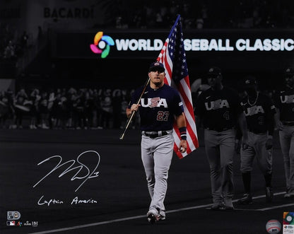 Mike Trout Angels Signed 16x20 WBC Photo Framed Captain America Auto MLB COA MVP