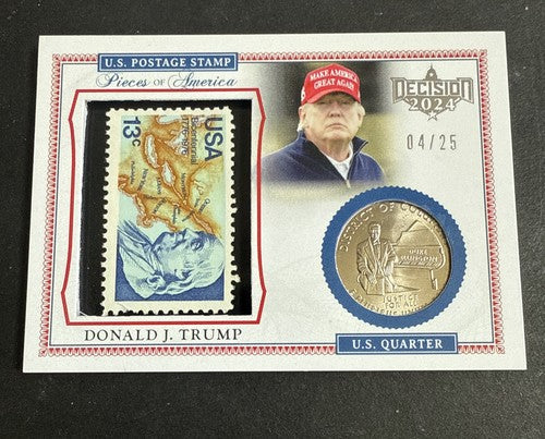 Decision 2024 Donald Trump Pieces of America Foil Stamp & U.S Quarter MAGA Mint