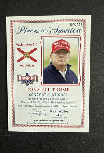 Decision 2024 Donald Trump Pieces of America Foil Stamp & U.S Quarter MAGA Mint
