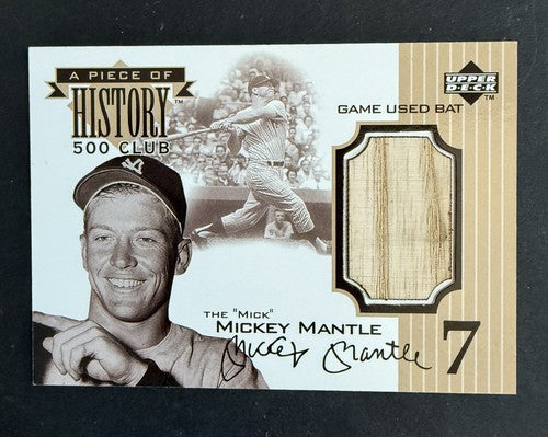1999 Upper Deck Mickey Mantle A Piece of History 500 Game Used Bat HOF The Mick