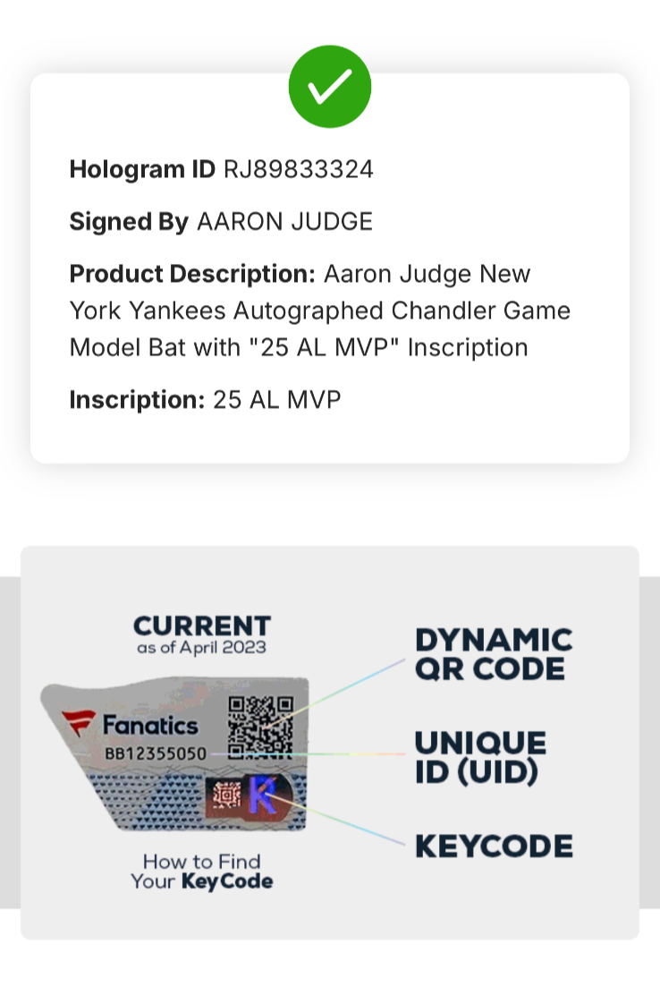Aaron Judge Yankees Signed Chandler Game Model Bat  25 AL MVP Auto Fanatics COA