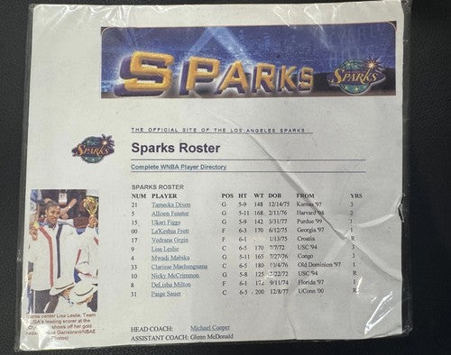 LA Sparks 2001 Team Signed Champion WNBA Basketball Lisa Leslie Auto W/Photo Coa