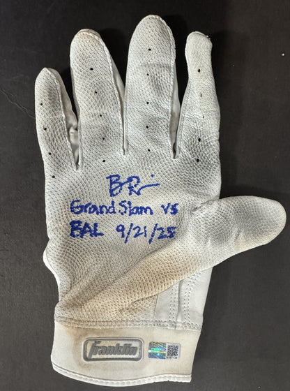 Ben Rice Signed Franklin Game Used Batting Gloves Grand Slam Yankees Auto CX COA