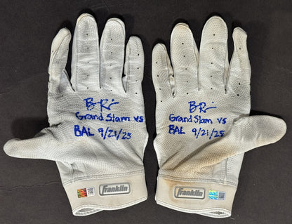 Ben Rice Signed Franklin Game Used Batting Gloves Grand Slam Yankees Auto CX COA