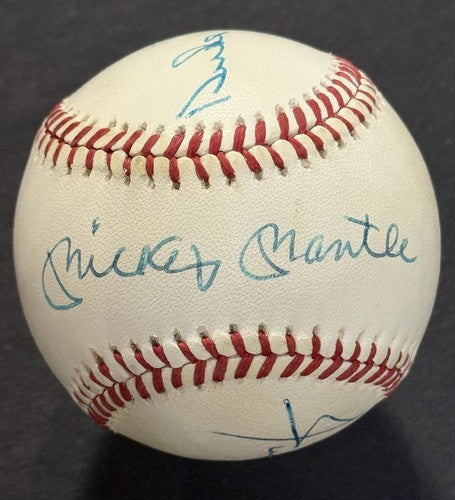 MICKEY MANTLE WILLIE MAYS DUKE SNIDER Signed Official A.L Baseball Auto JSA LOA