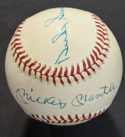 MICKEY MANTLE WILLIE MAYS DUKE SNIDER Signed Official A.L Baseball Auto JSA LOA